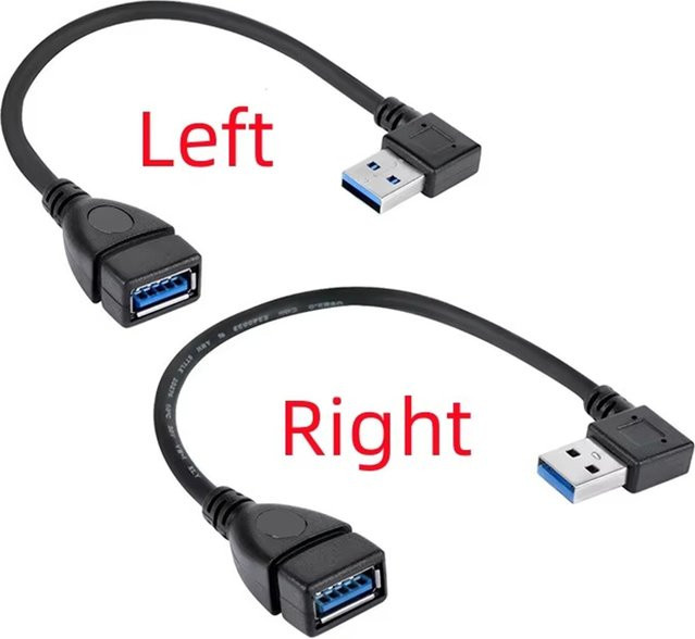 AILEHKUO USB 3.0 A Verlängerungskabel mit 90 Grad abgewinkeltem Stecker auf Buchse in Schwarz - Bild 1