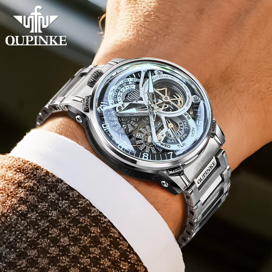 OUPINKE Armbanduhr Automatik, Edelstahl, Silber, Herren - Bild 5