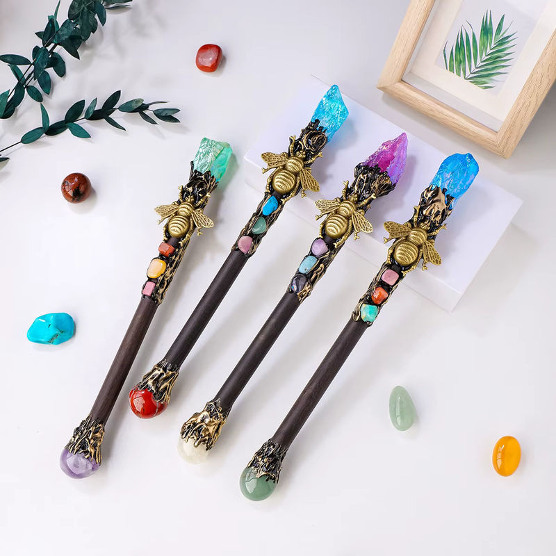Runyangshi Handgemachtes Wohnkultur Ornament Halo in Steinoptik mit Bienen und Zweig-Motiv in Blau und Multicolour - Bild 2