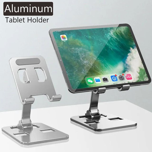 Universeller tragbarer Tablet-Halter aus Aluminiumlegierung für iPad und Smartphones, verstellbar und flexibel, in Schwarz oder Silber - Bild 1