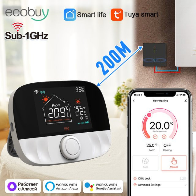 Tuya Smart Home Wifi Drahtloses Thermostat für Gasheizungen in Weiß mit App-Steuerung und Alexa Google Home Integration - Bild 1