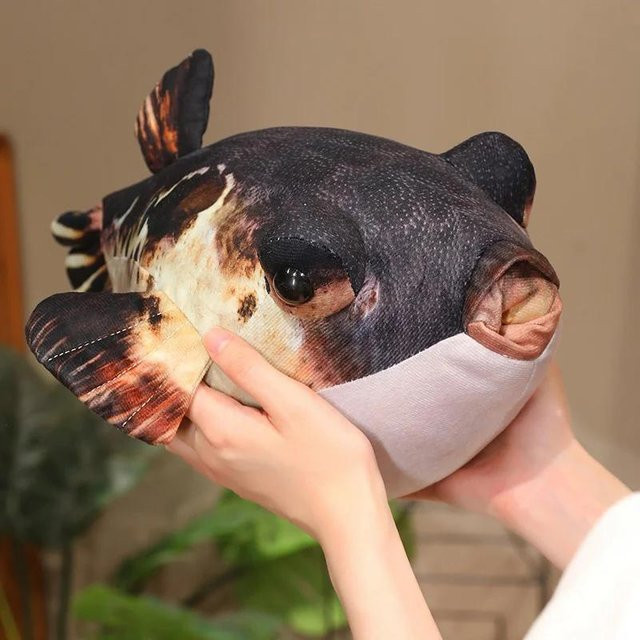 Yiran Health & Beauty Kugelfisch-Plüschkissen, Plüschtier, 35cm - Bild 1