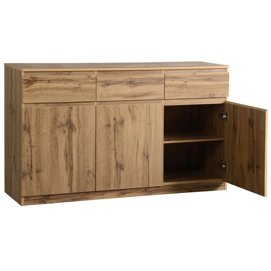 okwish Anrichte für die Küche mit 3 Türen und 3 Schubladen, Braun, B/T/H: 135 x 40 x 81 cm - Bild 2