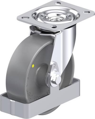 Blickle L-PO 125G-ELS-FS Stahlblech-Lenkrolle in Grau mit Kunststoffrad, Rad-Durchmesser: 125 mm, Tragfähigkeit: 250 kg - Bild 1