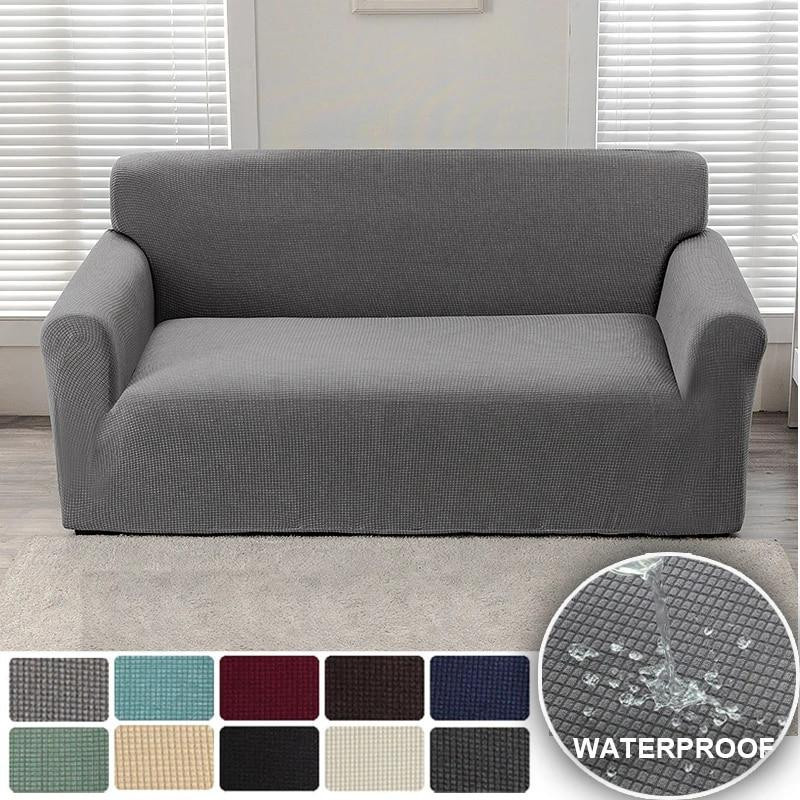 Wasserdichter Jacquard Sofabezug von Yiran Furniture, elastische Sofahusse für L-förmige Kombinationen und Chaiselongue, waschbar und rutschfest, Breite: 90-140 cm - Bild 1