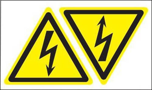 Warnschild Achtung Hochspannung TE Connectivity selbstklebende Folie gelb 2er-Set - Bild 1