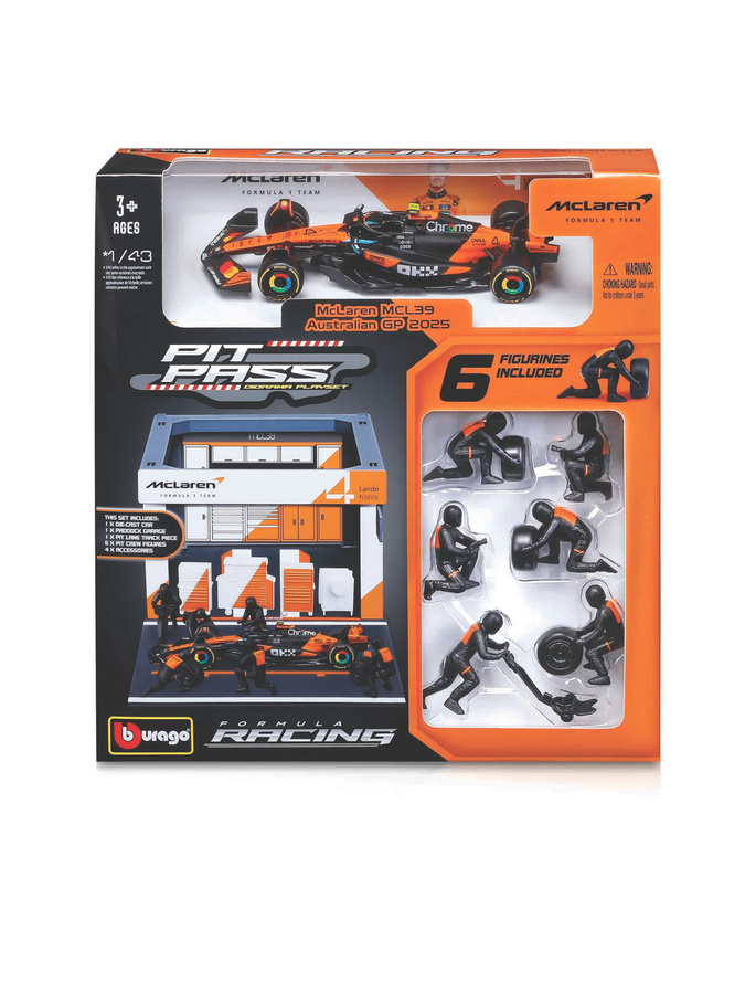 Bburago McLaren MCL39 #4 Norris '25 F1 Modellauto Pit Pass, 1:43 - Bild 2