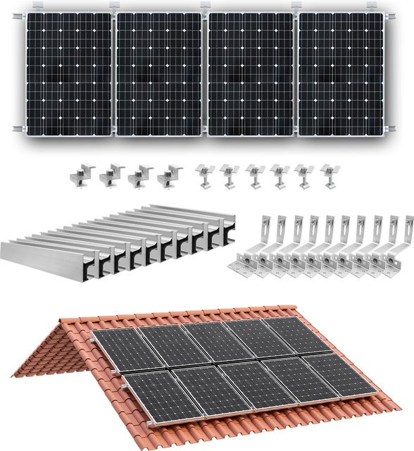 CP-SETUNO Solarpanel-Halterung für glasiertes Ziegelsteinendach, Dachhaken-Montagesatz in Silber - Bild 1