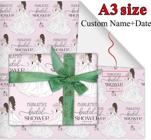 Personalisiertes Bastelpapier Set mit individuellem Namen und Datum für Hochzeit und Junggesellenabschied, Schwarz, 3 Blatt - Bild 1