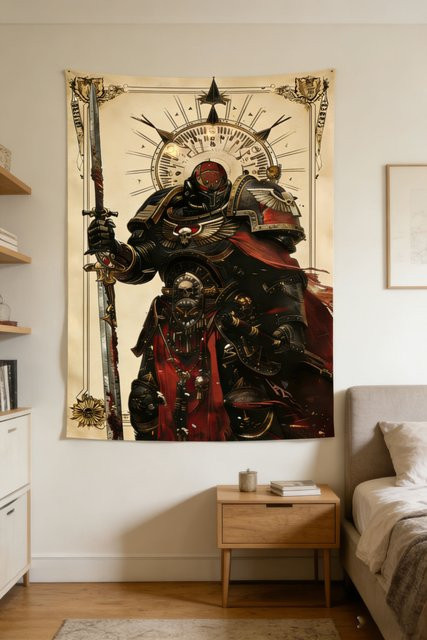 VIKAMA Wandteppich im japanischen Samurai-Rüstungsstil Total War Warhammer Wanddekoration Mehrfarbig B: 60 cm, H: 40 cm - Bild 1