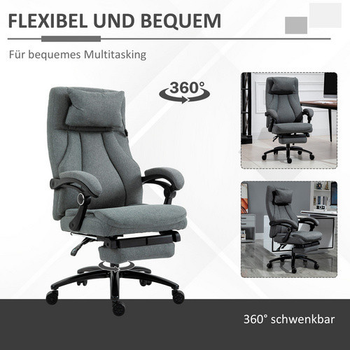 Vinsetto Massagestuhl mit Fußstütze und Armlehnen in Grau - Bild 3