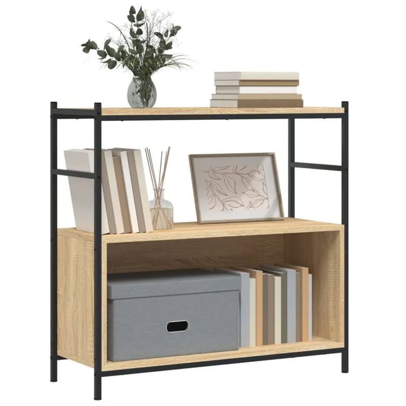 vidaXL Bücherregal im Industrie-Stil aus Holzwerkstoff und Eisen in Sonoma Eiche, B/T/H: 80 x 30 x 78,5 cm - Bild 2
