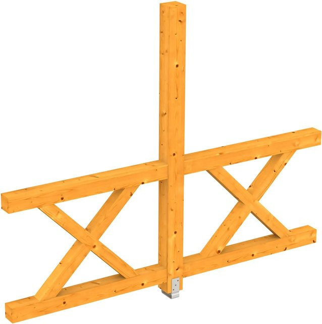Skan Holz Seitenwand mit Andreaskreuz aus Fichte in Eiche hell, B: 78,5 cm, H: 210 cm - Bild 1