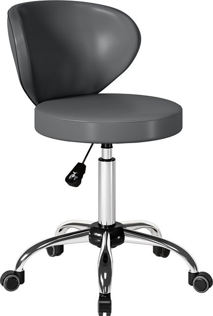 HOMCOM Massagehocker mit Rollen und Rückenlehne, höhenverstellbar 73-88 cm, 360 Grad drehbar, Grau, Aosom - Bild 1