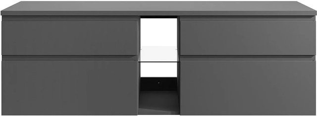 Vente-unique Waschbeckenunterschrank Magdalena Grau modern Wandmontage Breite: 150 cm - Bild 1