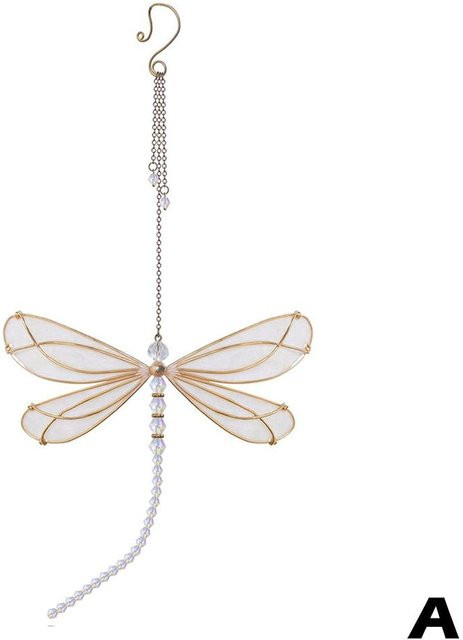 Yiran Furniture Sonnenfänger Libelle und Schmetterling aus Metall und Glas in Weiß und Gold - Bild 1