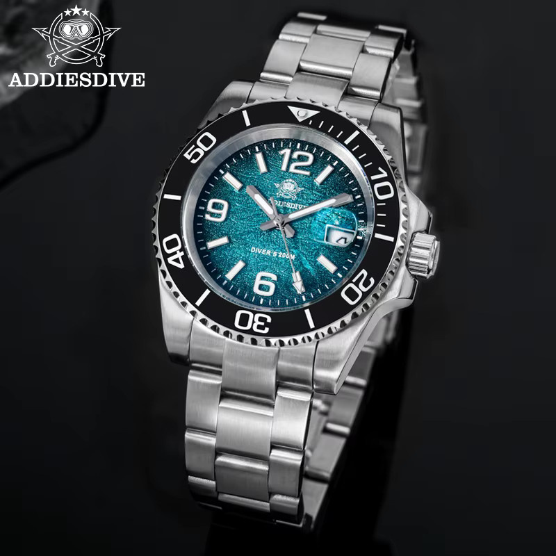ADDIESDIVE Taucheruhr, Quarz, Edelstahl, Blau, 41 mm, Herren - Bild 3
