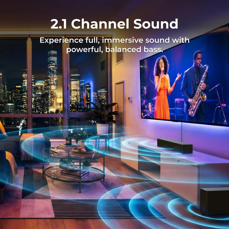 ULTIMEA 2.1-Kanal Soundbar Heimkinosystem in Schwarz mit 240W Leistung, kabellosem 5,25-Zoll Subwoofer, App-Steuerung, BassMX und VoiceMX für Smart TV - Bild 2