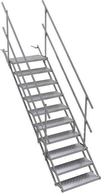 Schake Bautreppe aus Stahl mit 10 Stufen in Grau, Breite: 70 cm - Bild 1