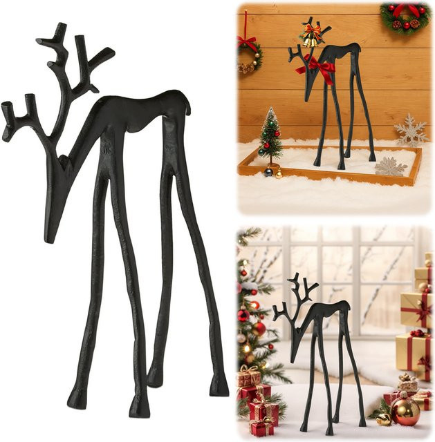 Moderne Rentier-Skulptur aus schwarzem Metall als Weihnachtsdekoration für dein Zuhause - Bild 1