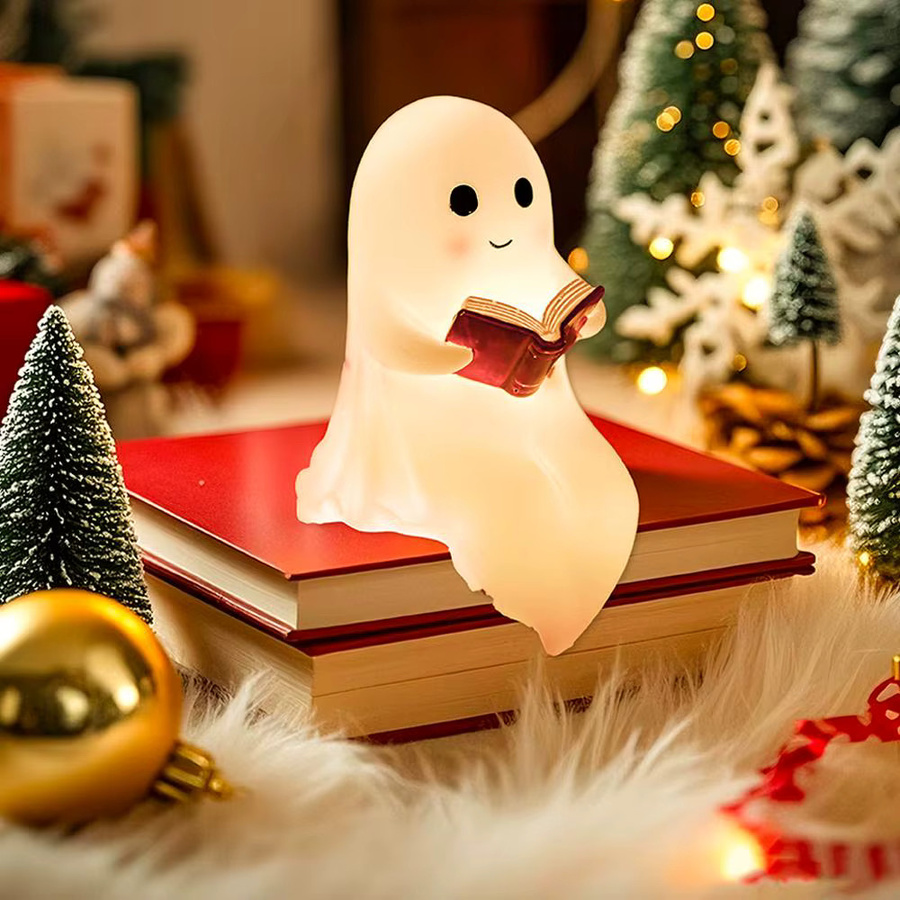 Geister-Lesebuchlampe als Halloween-Nachtlicht in Weiß mit warmweißem Licht - Bild 2