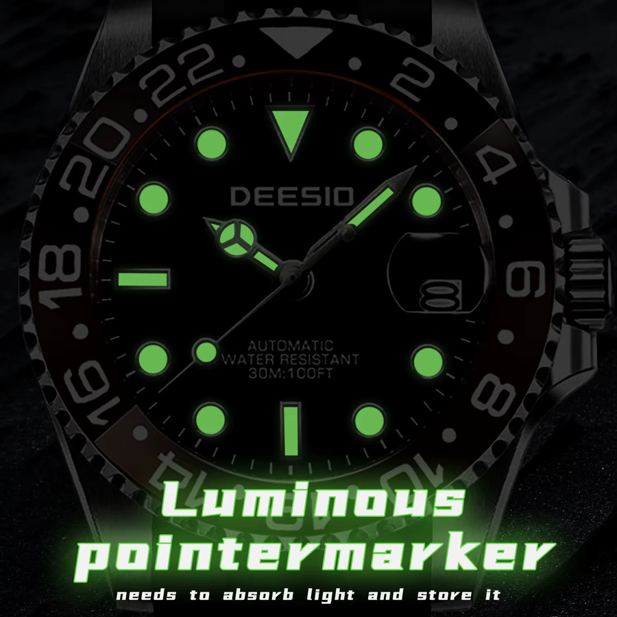 Deesio Armbanduhr Automatik, Edelstahl, 41 mm, Herren, Schwarz, Silber - Bild 5