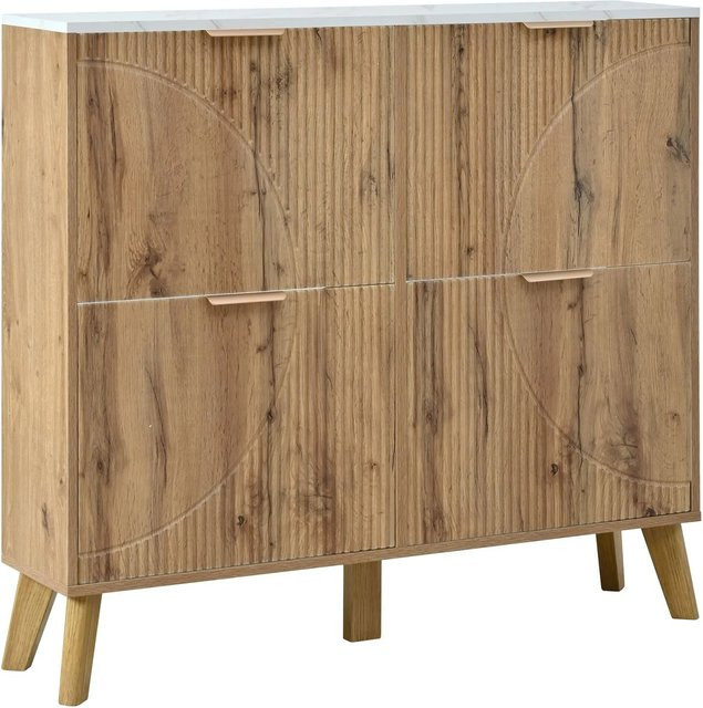 okwish Schuhschrank mit Klappdeckel im Retro-Design, Farbe Braun, B/T/H: 105 x 24 x 95,5 cm - Bild 1