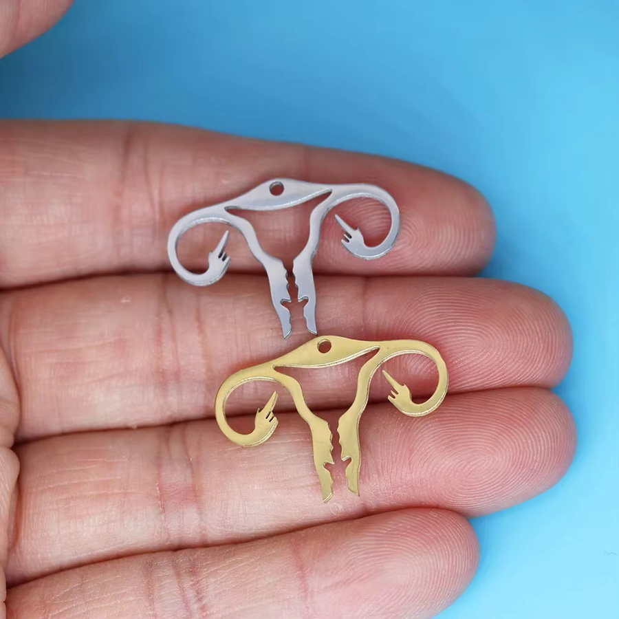 Anhänger Edelstahl, Anatomisches Herz, Vagina, Nierenorgan, DNA Spirale, Silber, Unisex - Bild 2