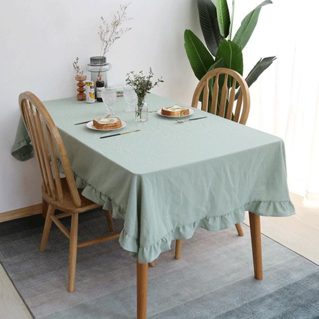 JMG Household Supplies Baumwollstoff Tischdecke mit Rüschen in Grün, quadratisch, B/T: 60 x 60 cm - Bild 1