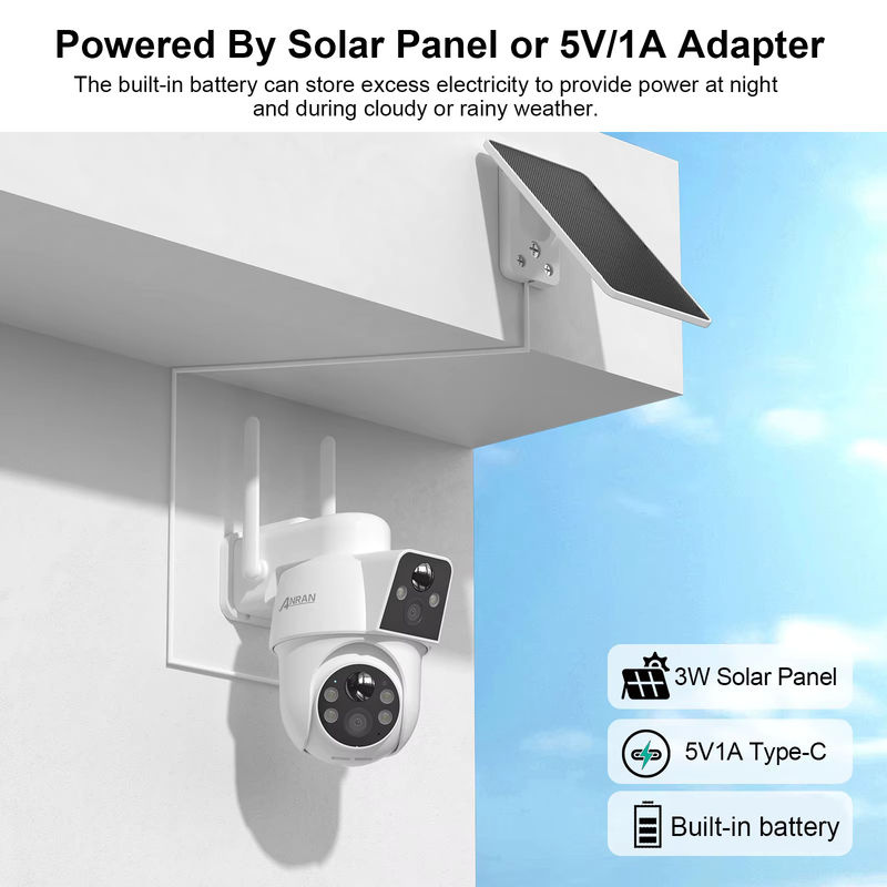 ANRAN Solarkamera mit Dual-Objektiv und WLAN, IP-Überwachungskamera für den Außenbereich in Weiß mit Farbnachtsicht und PIR-Bewegungserkennung - Bild 3