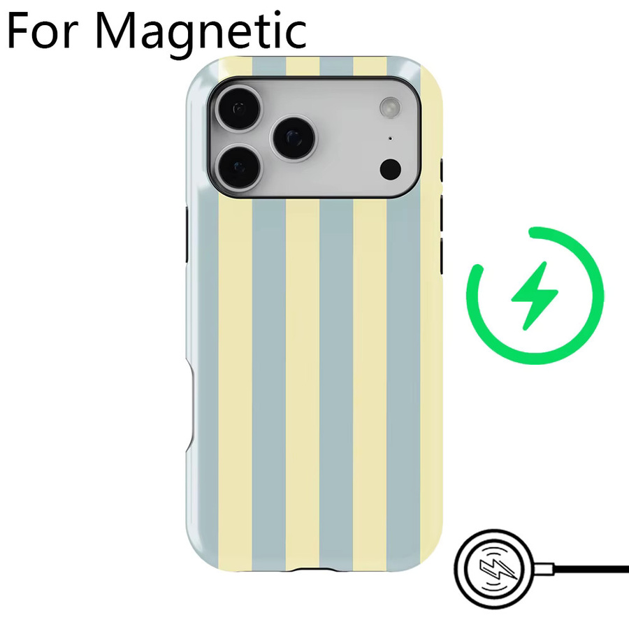Clmj Koreanische Farbstreifen Handyhülle mit magnetischer Doppelschicht-Abdeckung für iPhone 17 16 15 14 13 12 11 Pro Max Plus Air in Multicolour - Bild 2