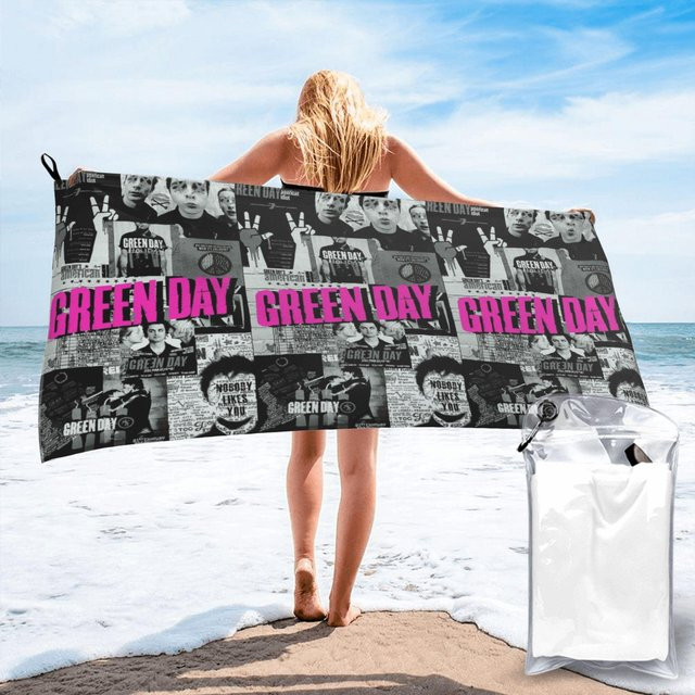 Green Day Rock Band Tour Strandtuch aus Mikrofaser, Mehrfarbig, B: 70 cm, L: 140 cm - Bild 1