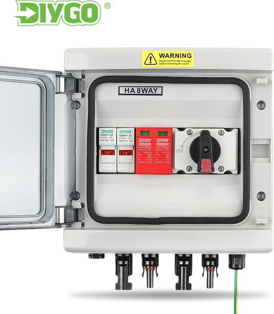 DIY GO PV Combiner Box DC 1000 V mit 1 Eingang und 1 Ausgang, IP65 wasserdicht, inklusive DC-Sicherung und Überspannungsschutz/Blitzschutz, Farbe: Weiß - Bild 1
