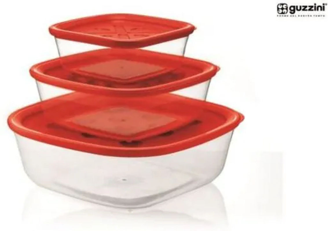 Guzzini Set aus 3 quadratischen Behältern in Rot aus Kunststoff - Bild 1