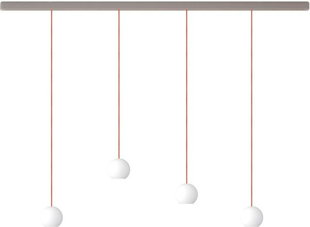 KOMOT KOS Quattro S LED-Pendelleuchte Schiene 150 cm in Nickel matt mit orangefarbenem mundgeblasenem Opalglas und Tunable White (2200K - 4200K) - Bild 1