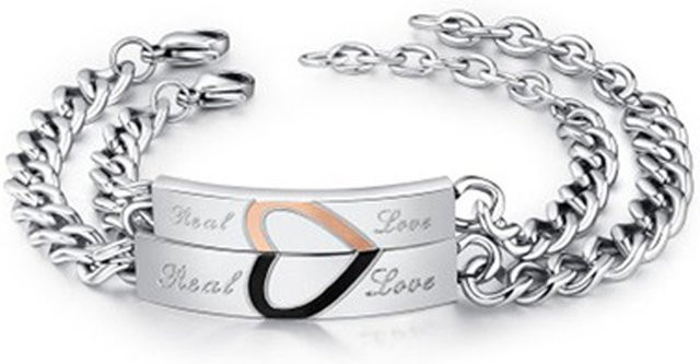 VQYSKO Armbänder, Edelstahl, Silber, Herz Puzzle, Unisex - Bild 1