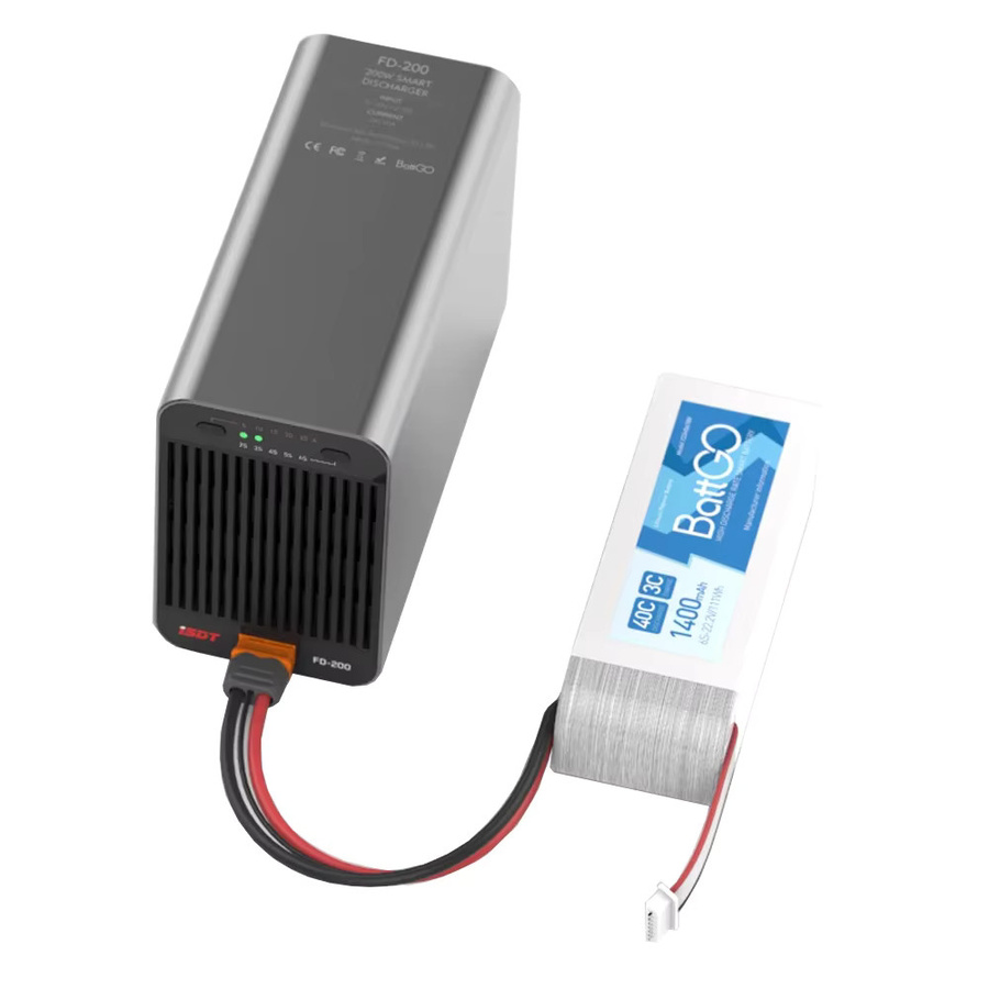 ISDT FD-200 Smart Discharger 200W mit Bluetooth App-Steuerung und LED-Licht in Schwarz für 2-8S LiPo Akkus von RC Drohnen und Modellen - Bild 4