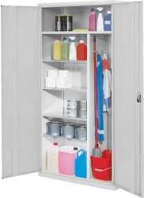 Kappes Putzmittelschrank ErgoPlus in Grau mit Vollblechtüren, 4 Fachböden und Schloss, H: 195,0 cm, B: 100,0 cm, T: 50,0 cm - Bild 1