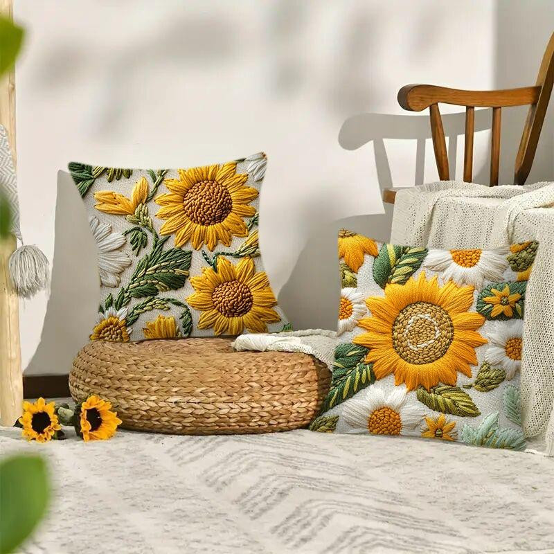JMG Clothing Kissenhülle Retro Sonnenblumen Design, quadratisch, Mehrfarbig, B/B: 45 x 45 cm - Bild 2