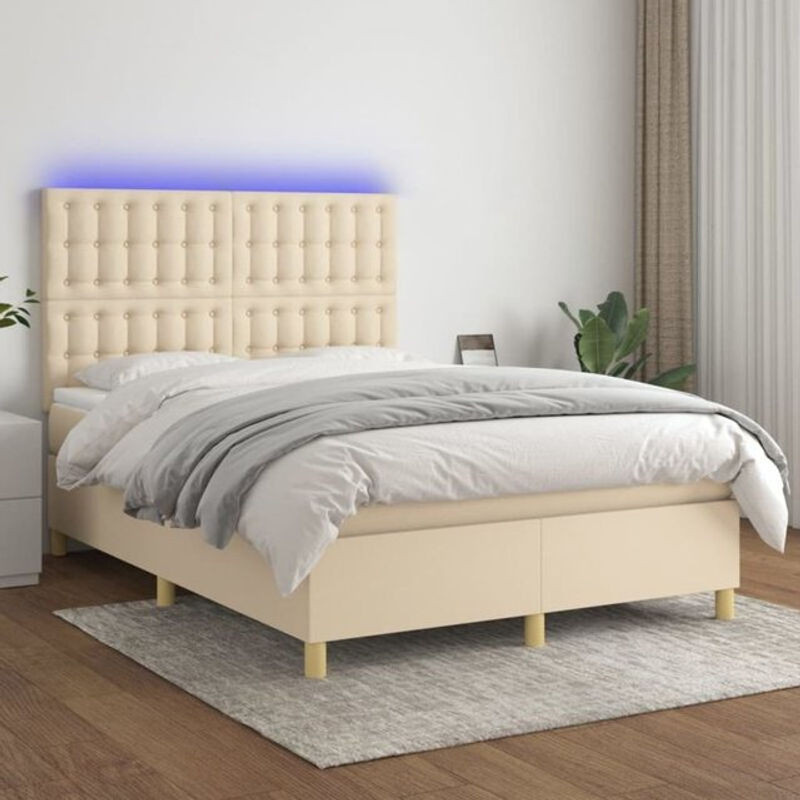 vidaxl Boxspringbett mit Matratze in Beige aus Stoff, B/T/H: 140 x 200 cm - Bild 1