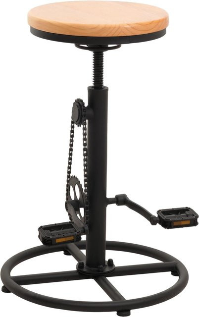 PROREGAL Barhocker im Industrial Design aus Metall und Naturholz, höhenverstellbar und drehbar, Farbe Schwarz/Braun, Sitzhöhe: 61-85 cm - Bild 1