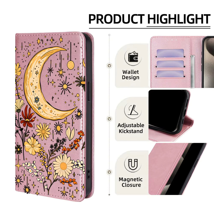 Modische Brieftaschen-Handyhülle für Samsung Galaxy S26 Ultra S26 Plus A57 A37 A17 A07 A56 A36 A26 A16 A06 in Pink, stoßfeste Schutzhülle für Android-Smartphones - Bild 3