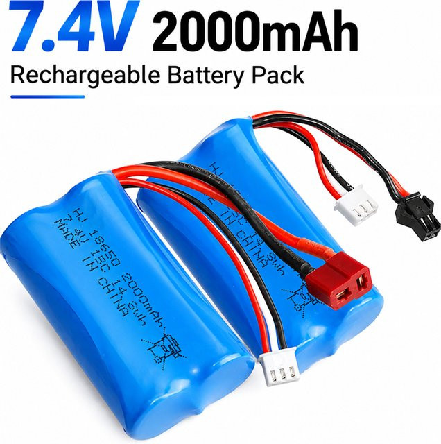 YTBNA Wiederaufladbarer Akku 7,4V 2000mAh mit 15C Entladerate in Blau für RC-Autos und Geländefahrzeuge - Bild 1