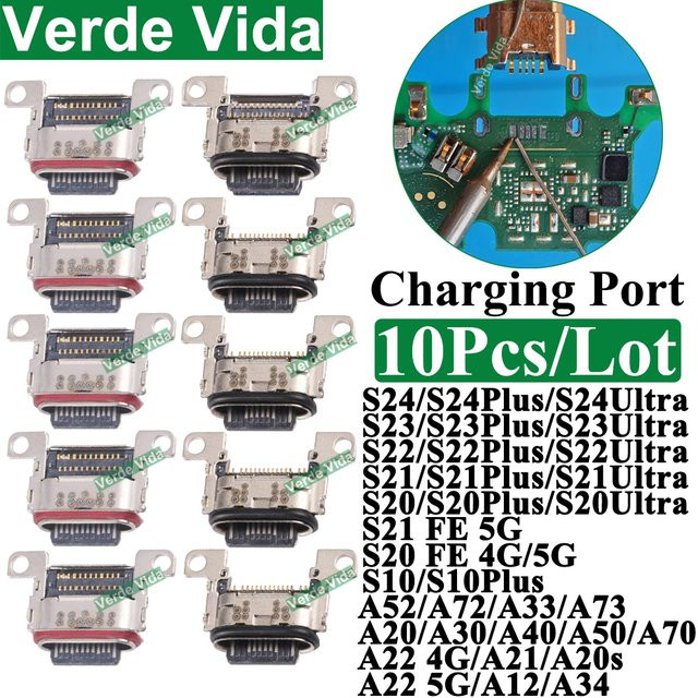 VerdaVida 10 Stück USB-C Ladeanschluss für Samsung S24 Ultra S23 S22 Plus S21FE A52 A33 - Bild 1