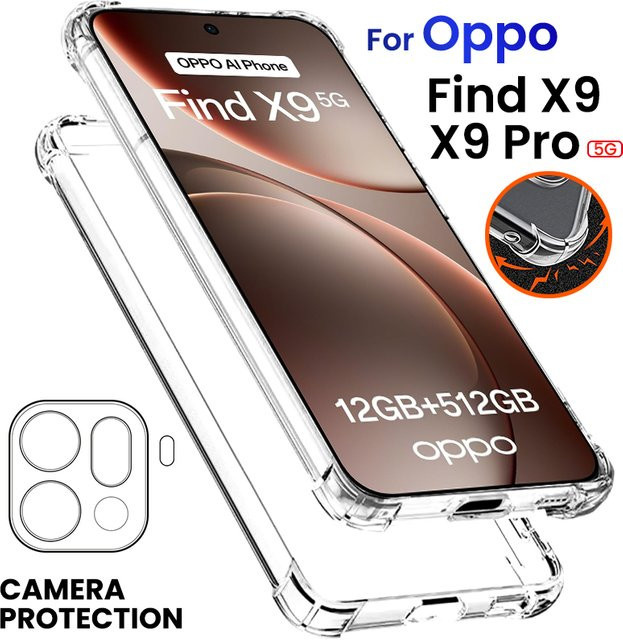FindX9Pro Silikon Schutzhülle für Oppo Find X9 Pro 5G, transparent, stoßfest mit Airbags - Bild 1