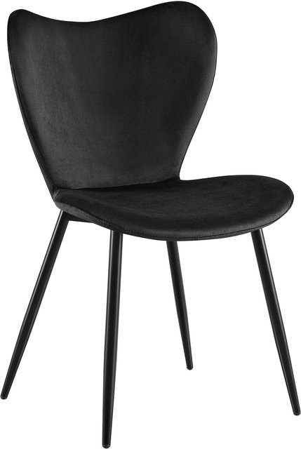 CLP Esszimmerstuhl Maika Polsterstuhl im Retro-Design mit Samt- oder Stoffbezug und Metallgestell, Farbe: Schwarz, Belastbarkeit: 150 kg - Bild 1