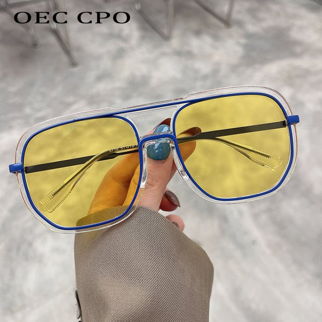 Oec CPO Sonnenbrille, quadratisch, Metall, Vollrand, gelb, Unisex - Bild 1