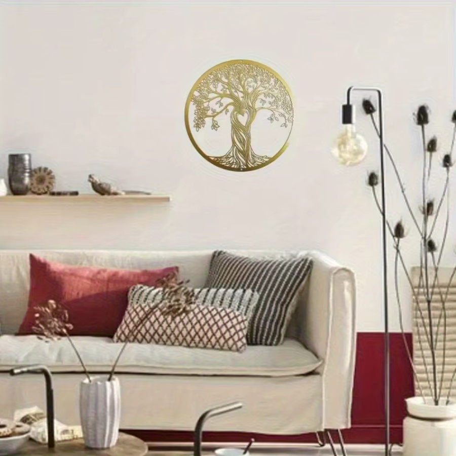 Rustikale Wandskulptur Baum des Lebens aus Metall von CIFBUY in Schwarz und Gold, florale Wanddekoration für Innen und Außen, B/H: 30 x 30 cm - Bild 2