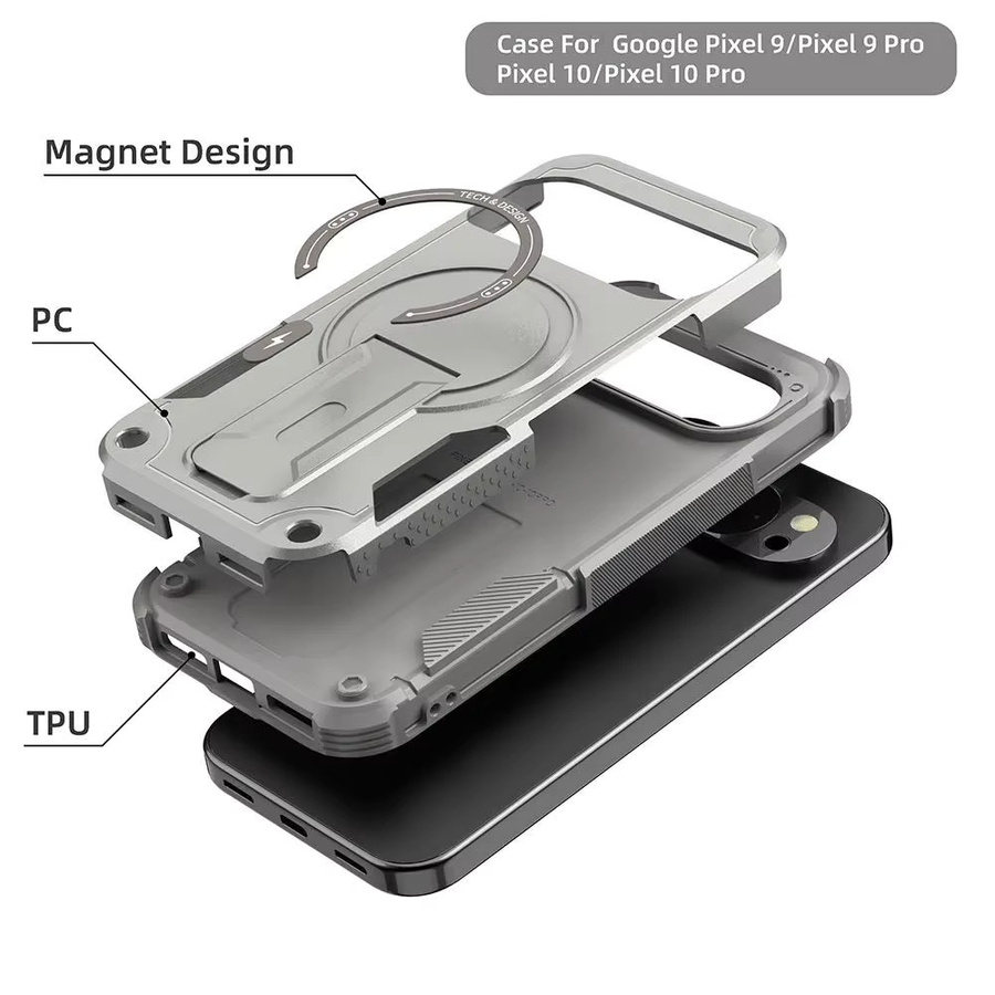 Robuste und sturzsichere Handyhülle mit magnetischer MagSafe Halterung für Google Pixel 10, 9, 10 Pro XL und 9 Pro XL in Green oder Grey - Bild 4