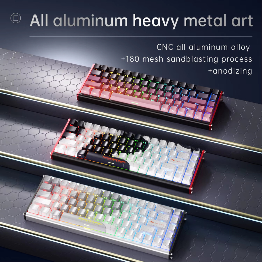 AJAZZ ALUX68 PLUS Aluminium Gaming-Tastatur mit Hall-Effekt Magnetischen Schaltern, Kabelgebunden, 8K Abtastrate, Schwarz/Multicolor - Bild 5
